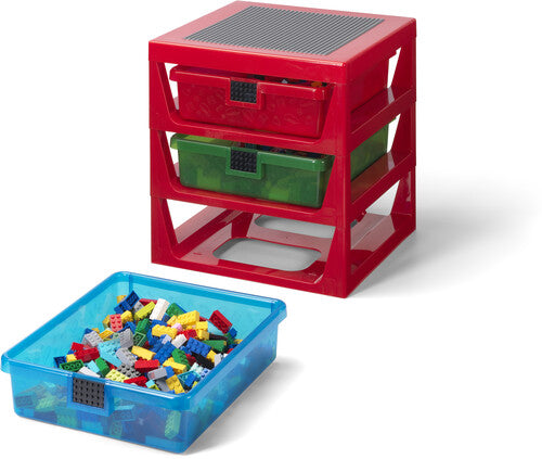 Room Copenhagen LEGO 3-Drawer Storage Rack System, Red - Storage Rack