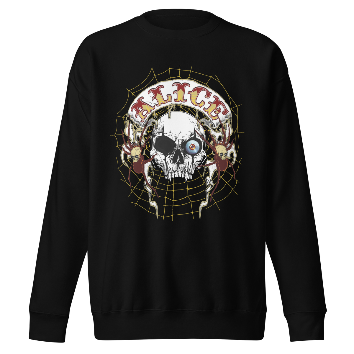 Stakes Alice Cooper One Eyed Skull Jumbo Print Sweatshirt Black