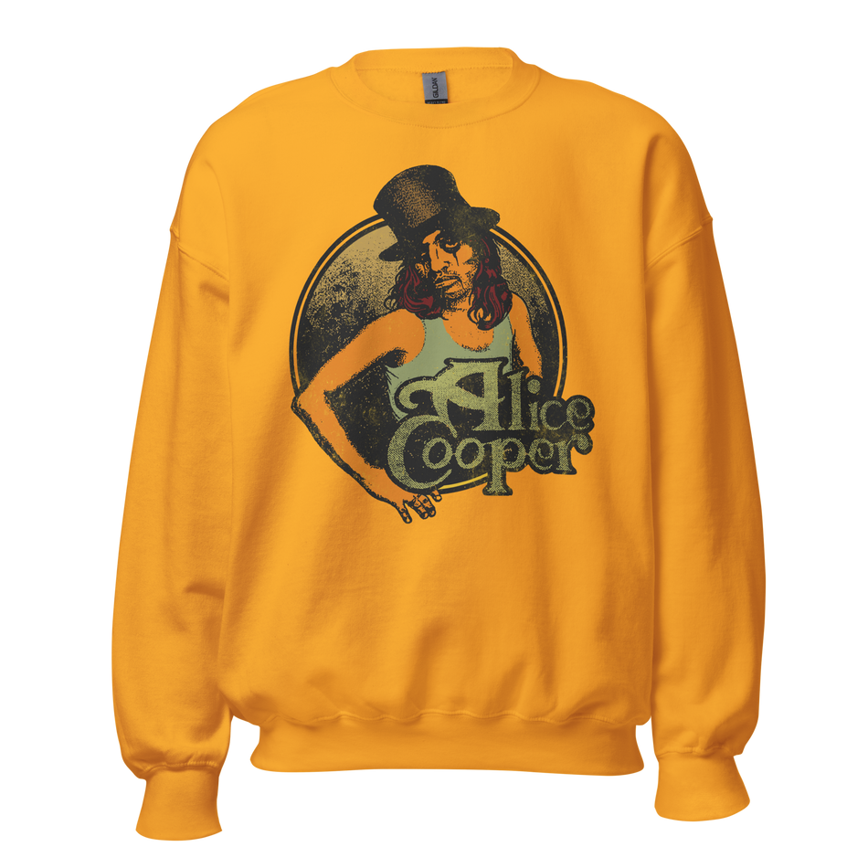 Stakes Alice Cooper Showtime 1976 Vintage Sweatshirt Gold