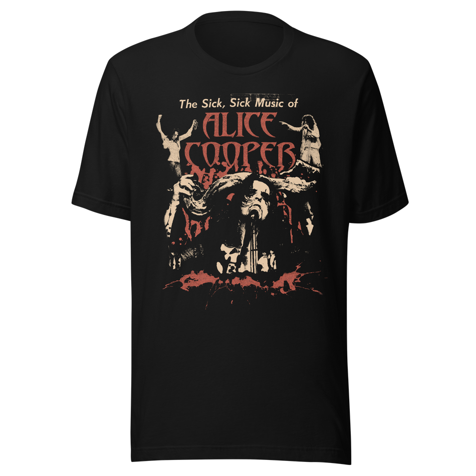 Stakes Alice Cooper - Sick Sick Jumbo Print T-Shirt Black