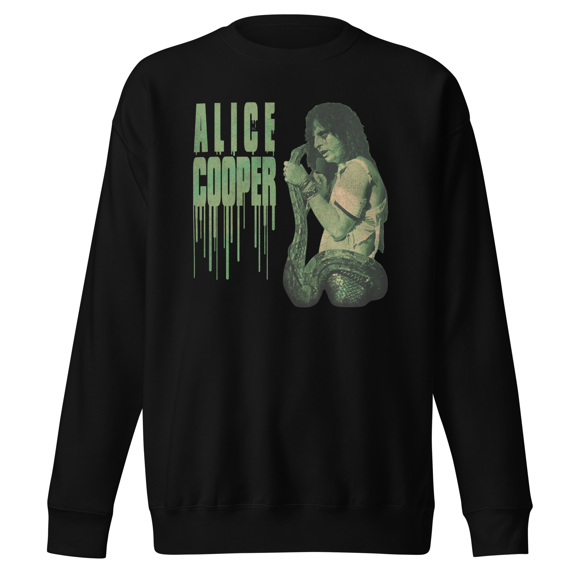 Stakes Alice Cooper - Vintage 1986 Snake Drip Jumbo Print Sweatshirt Black