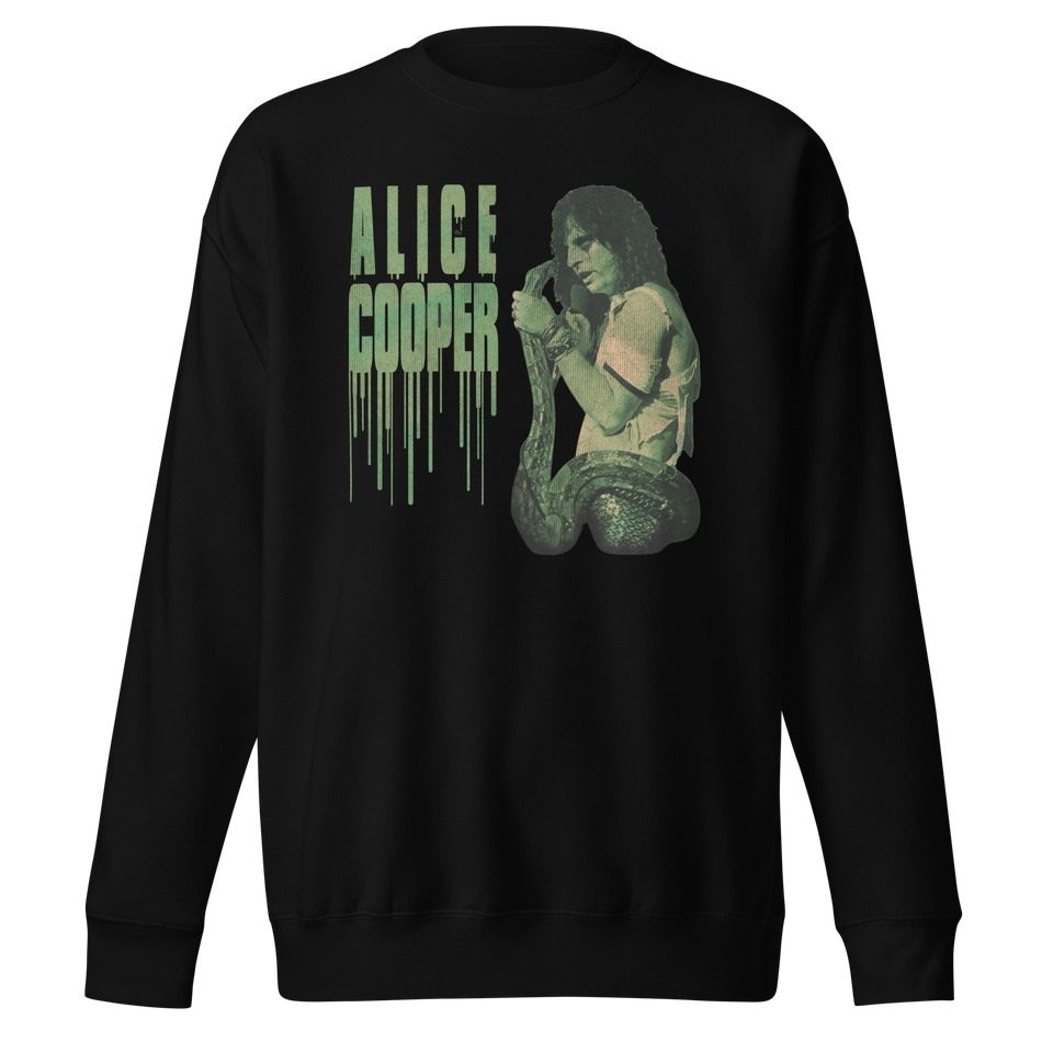 Stakes Alice Cooper - Vintage 1986 Snake Drip Jumbo Print Sweatshirt Black