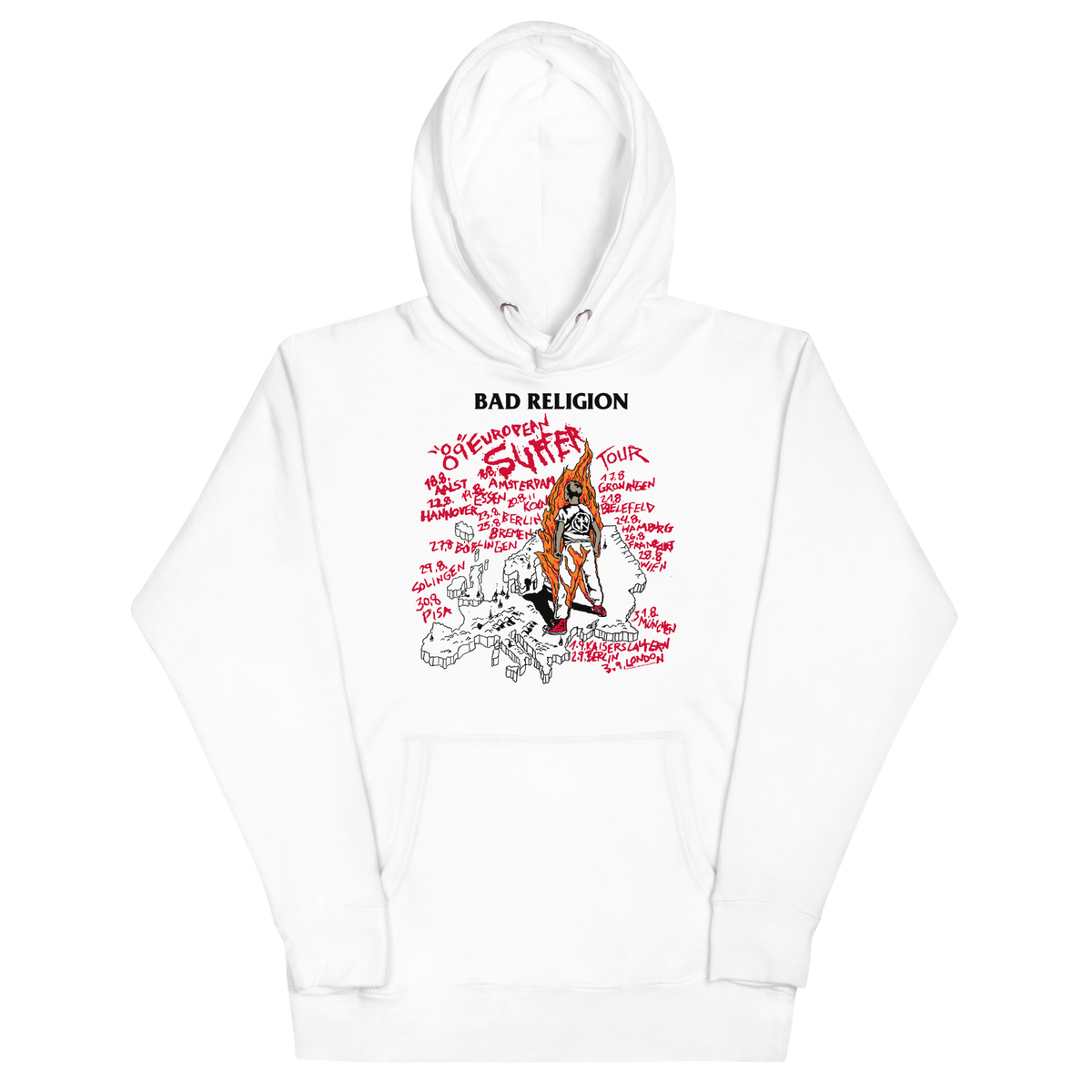 Stakes Bad Religion 1989 European Tour Vintage Hoodie White