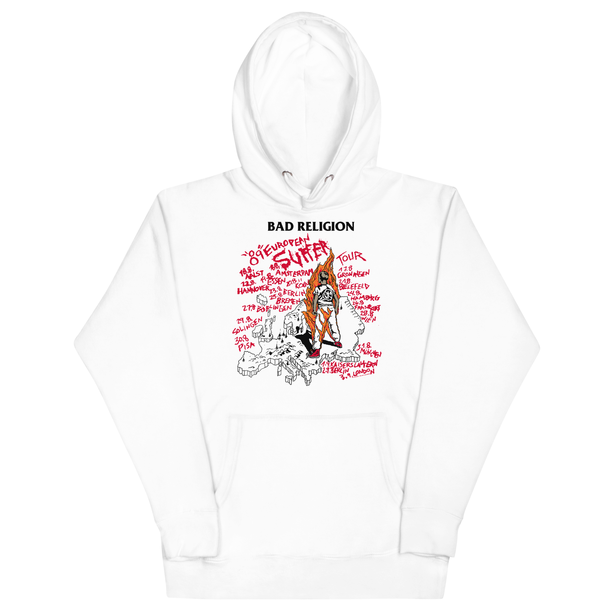 Stakes Bad Religion 1989 European Tour Vintage Hoodie White