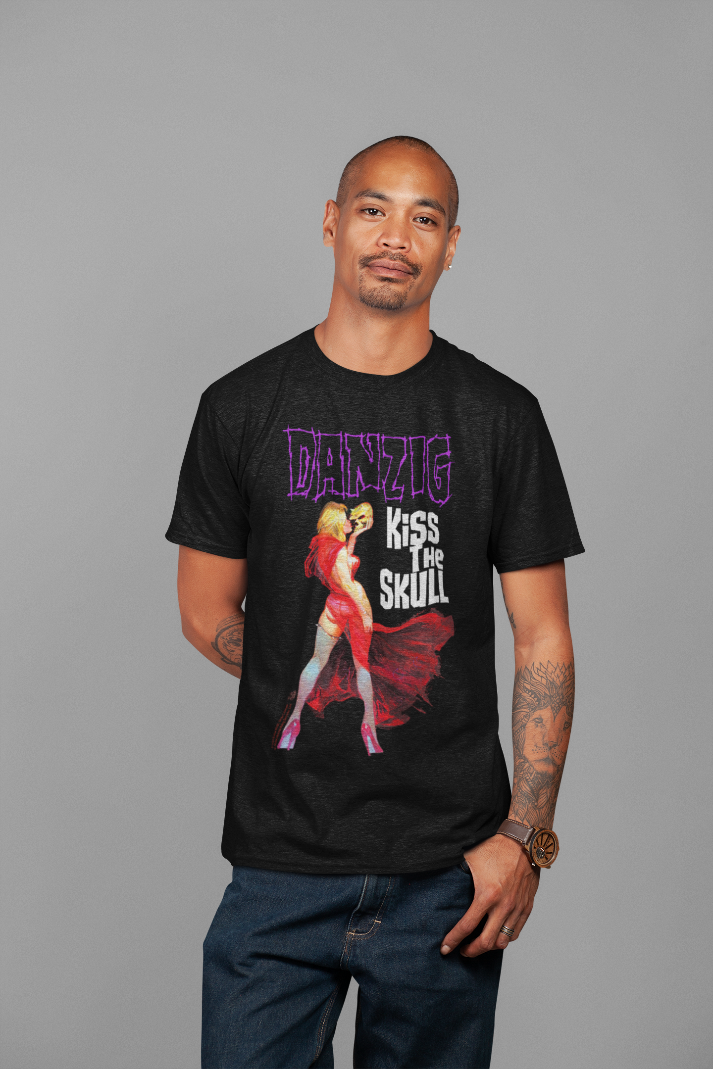 Stakes Danzig - Kiss the Skull Jumbo Print T-Shirt Black