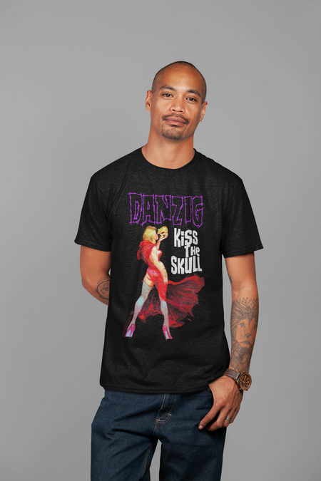 Stakes Danzig - Kiss the Skull Jumbo Print T-Shirt Black