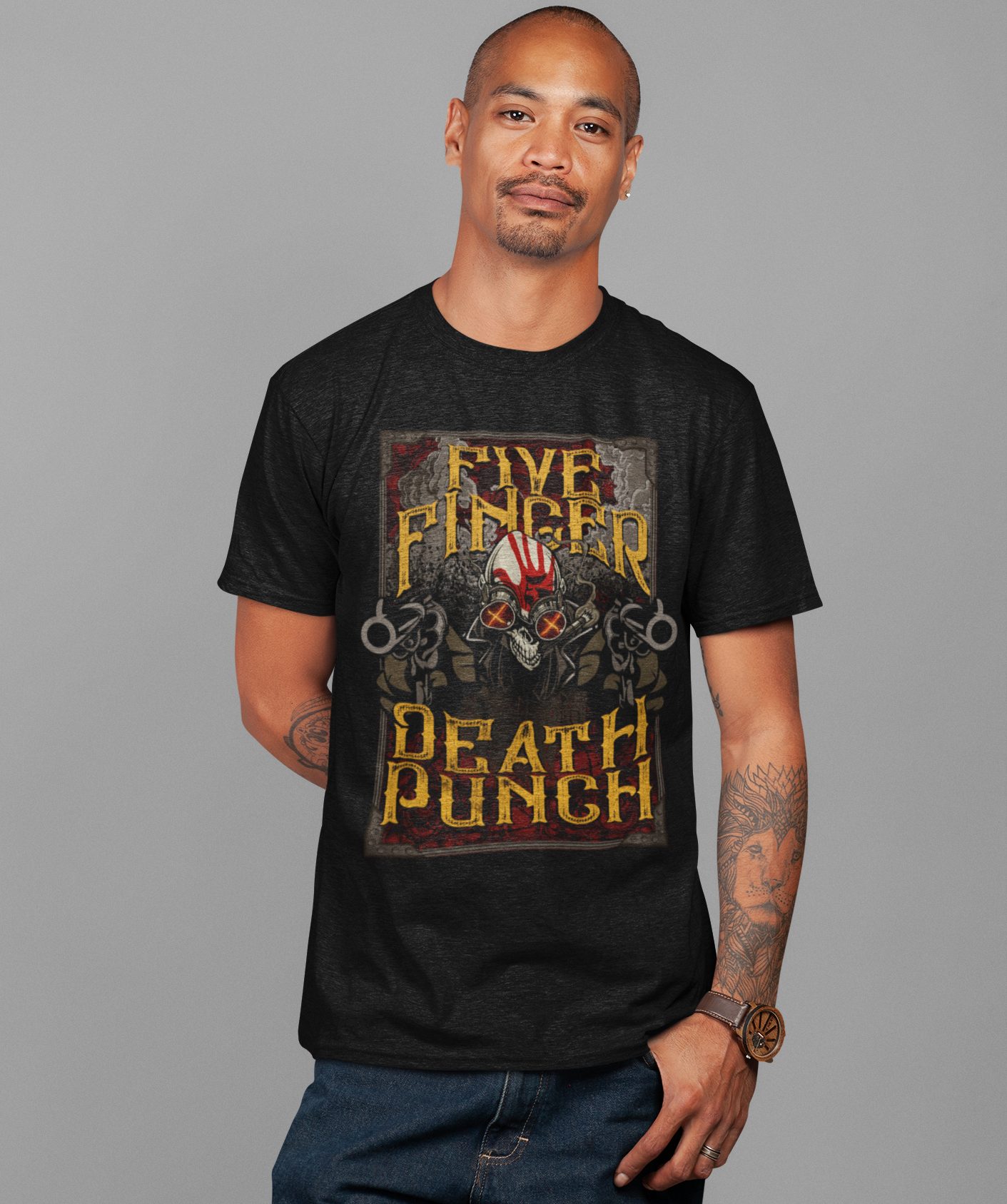Stakes Five Finger Death Punch Barrels Jumbo Print T-shirt Black