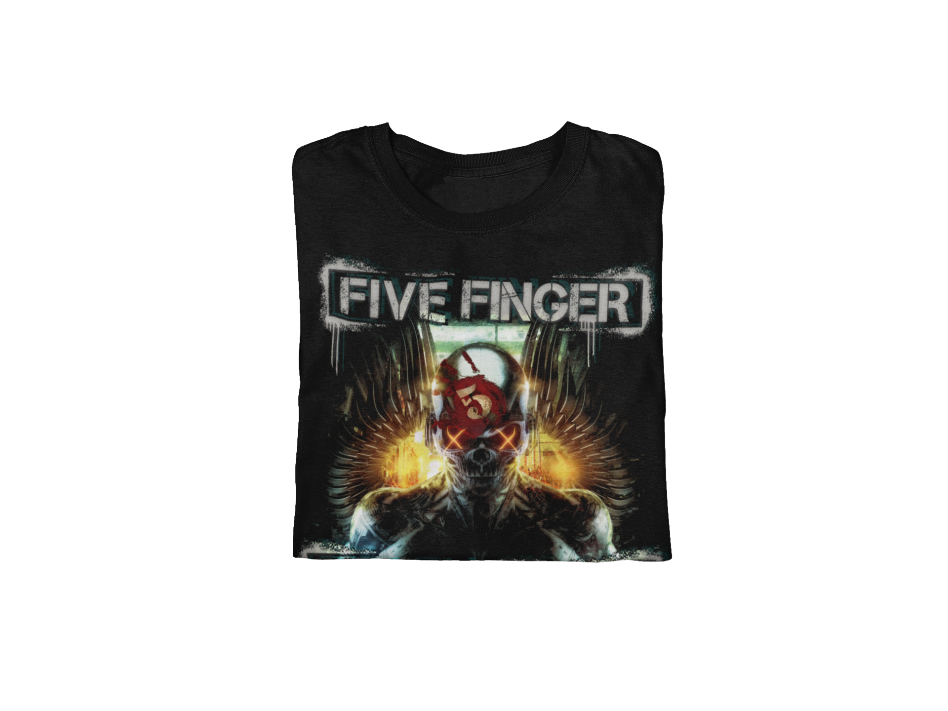 Stakes Five Finger Death Punch - Bot Heaven Jumbo Print T-Shirt Black