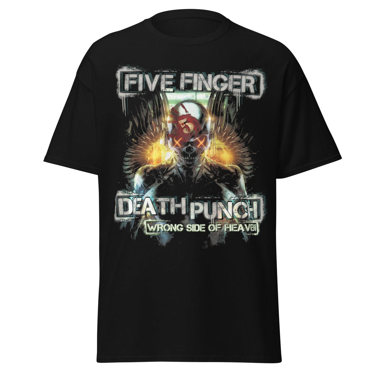 Stakes Five Finger Death Punch - Bot Heaven Jumbo Print T-Shirt Black