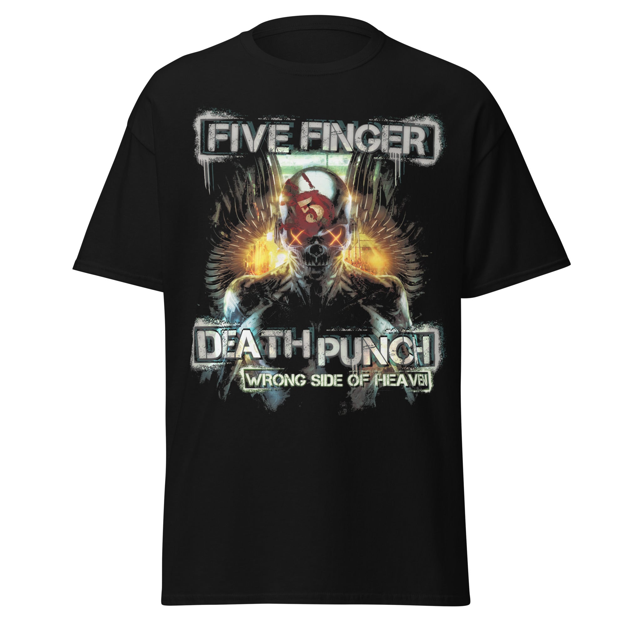 Stakes Five Finger Death Punch - Bot Heaven Jumbo Print T-Shirt Black