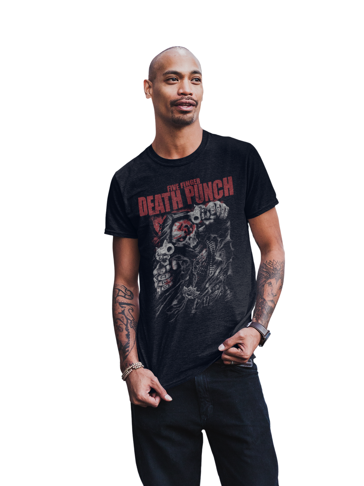 Stakes Five Finger Death Punch - Both Barrels Jumbo Print T-Shirt Black