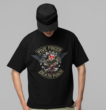 Stakes Five Finger Death Punch - Crossbones Jumbo Print T-Shirt Black