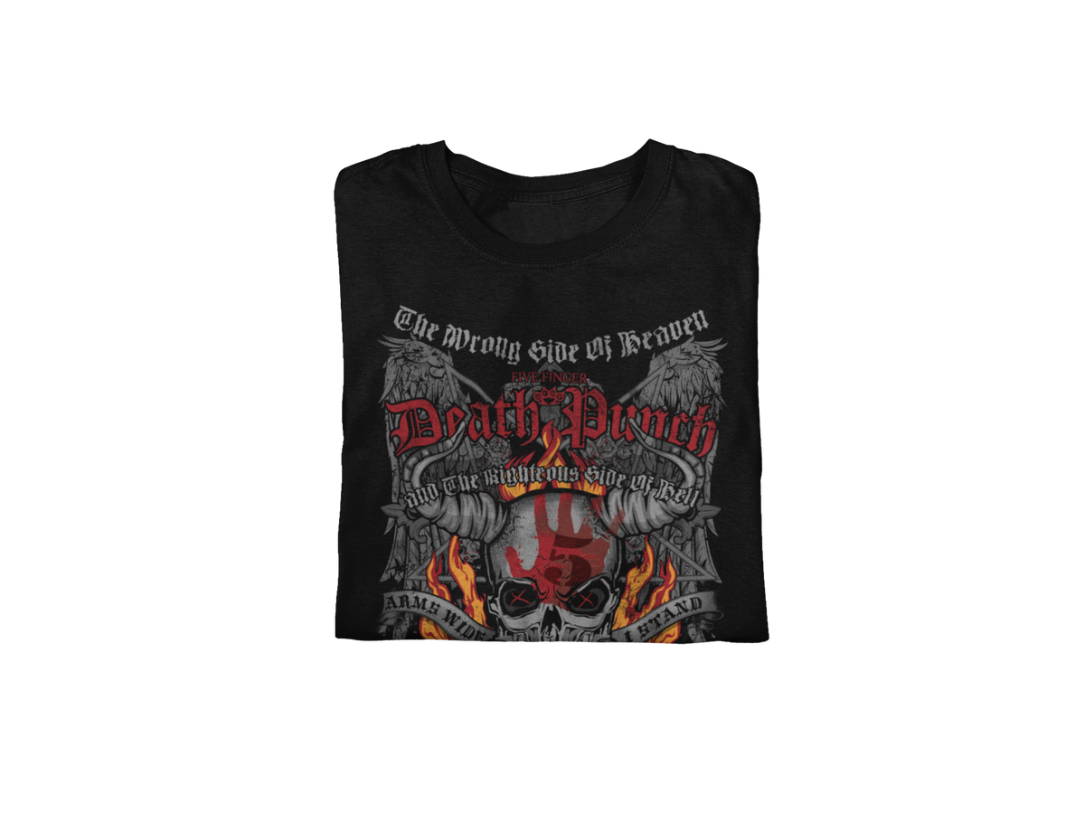 Stakes Five Finger Death Punch - Wrong or Righteous Jumbo Print T-Shirt Black