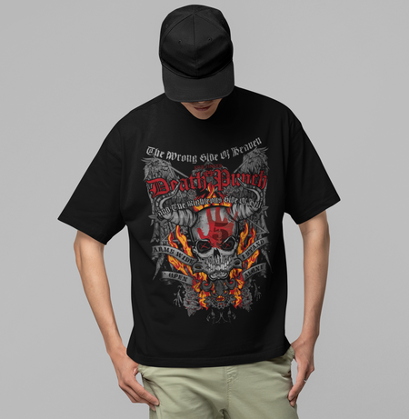 Stakes Five Finger Death Punch - Wrong or Righteous Jumbo Print T-Shirt Black