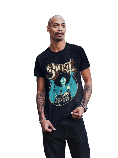 Stakes Ghost - Castle Jumbo Print T-Shirt Black