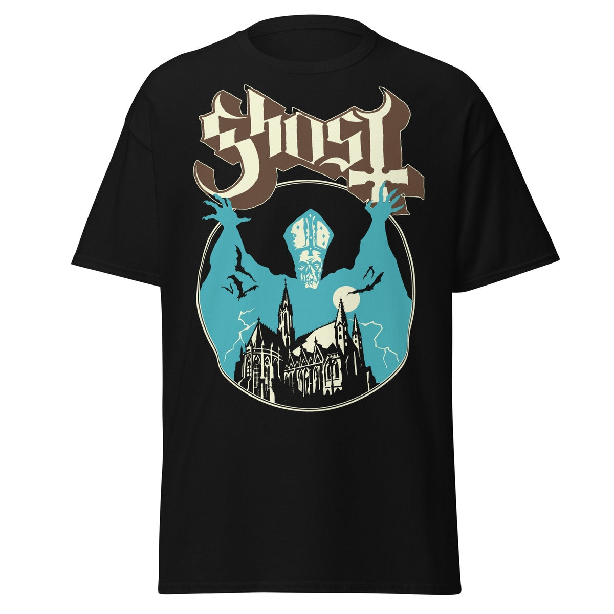 Stakes Ghost - Castle Jumbo Print T-Shirt Black