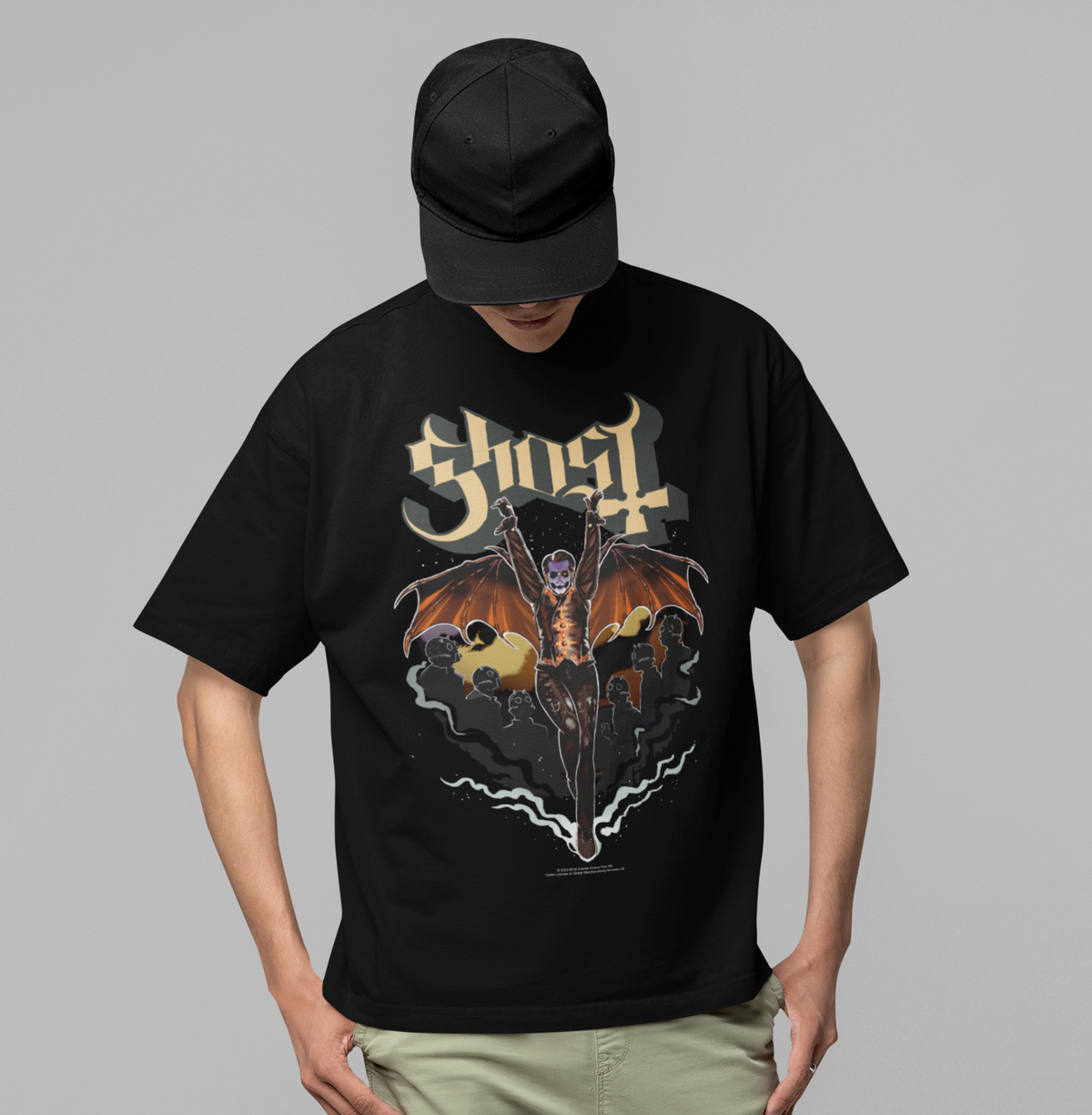 Stakes Ghost - Fly Over Jumbo Print T-Shirt Black