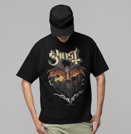 Stakes Ghost - Fly Over Jumbo Print T-Shirt Black