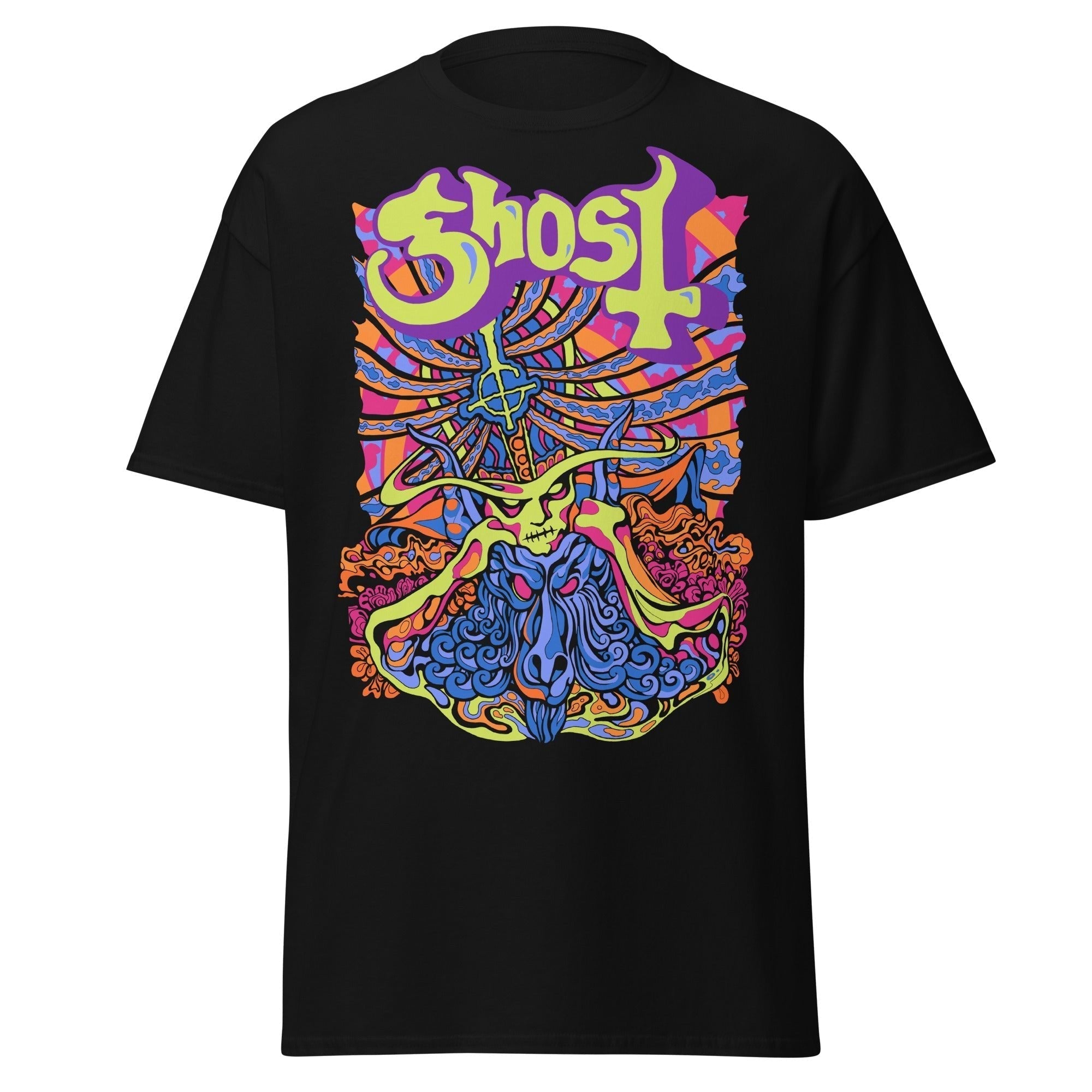 Stakes Ghost - Stained Glass Jumbo Print T-Shirt Black