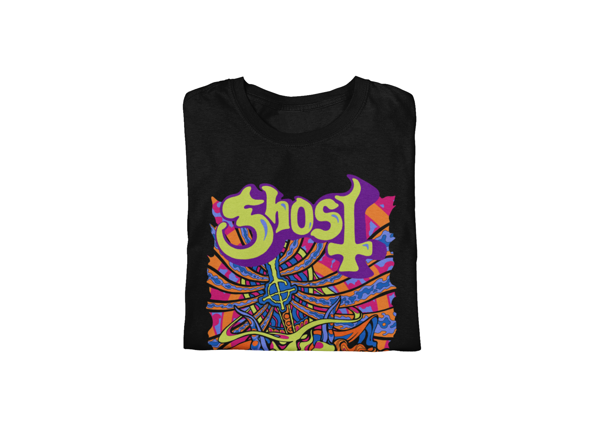 Stakes Ghost - Stained Glass Jumbo Print T-Shirt Black