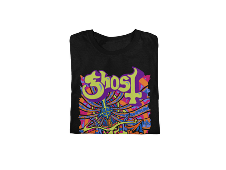 Stakes Ghost - Stained Glass Jumbo Print T-Shirt Black