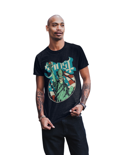 Stakes Ghost - Statue of Liberty Jumbo Print T-Shirt Black