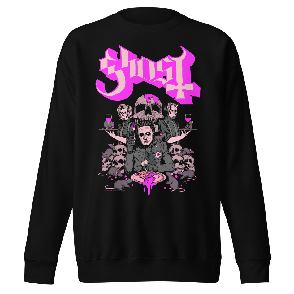 Stakes Ghost What's for Dinner Jumbo Print Sweatshirt Black