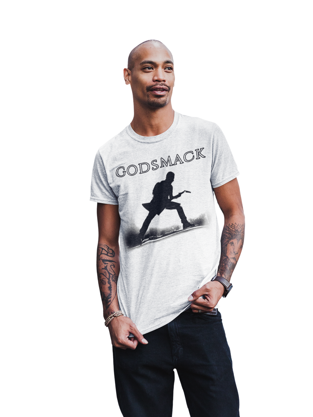 Stakes Godsmack - Lean In Sillouhete Jumbo Print T-Shirt White