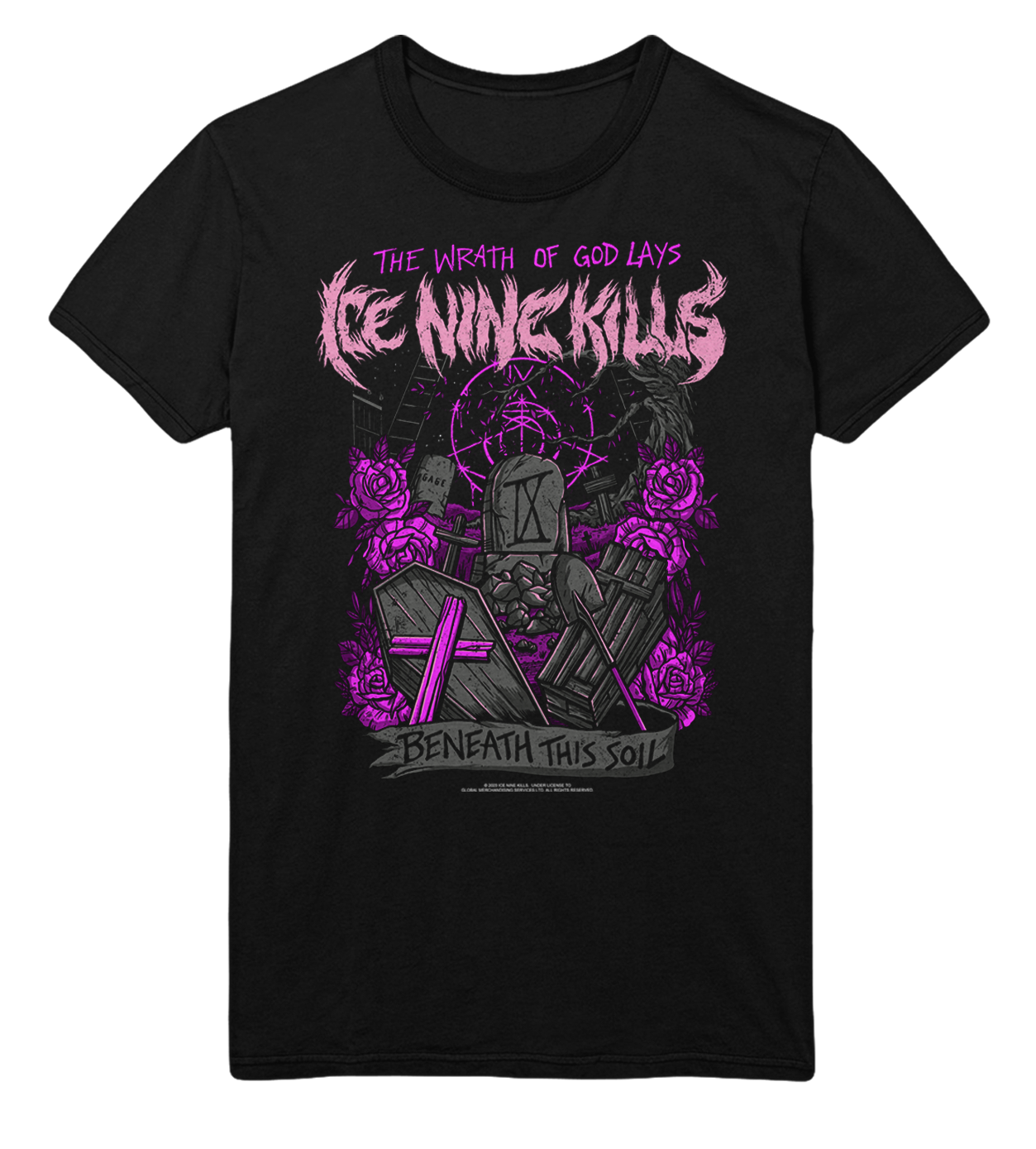 Stakes Ice Nine Kills Purple Wrath Jumbo Print T-Shirt Black