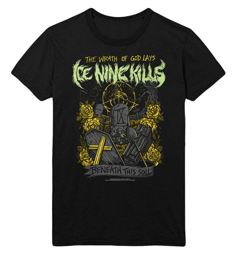 Stakes Ice Nine Kills Yellow Wrath Jumbo Print T-Shirt Black