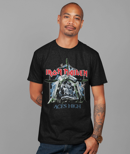 Stakes Iron Maiden - Aces High Jumbo Print T-Shirt Black