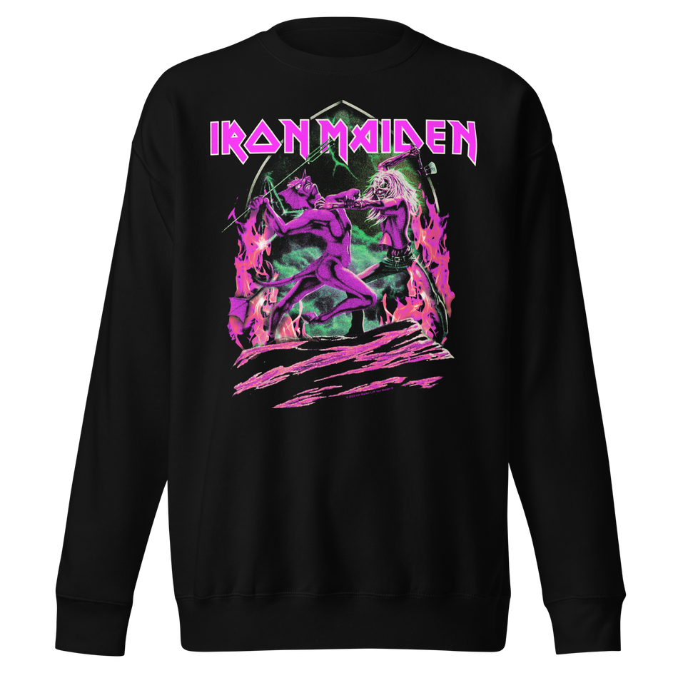 Stakes Iron Maiden Devil's Fight Jumbo Print Sweatshirt Black