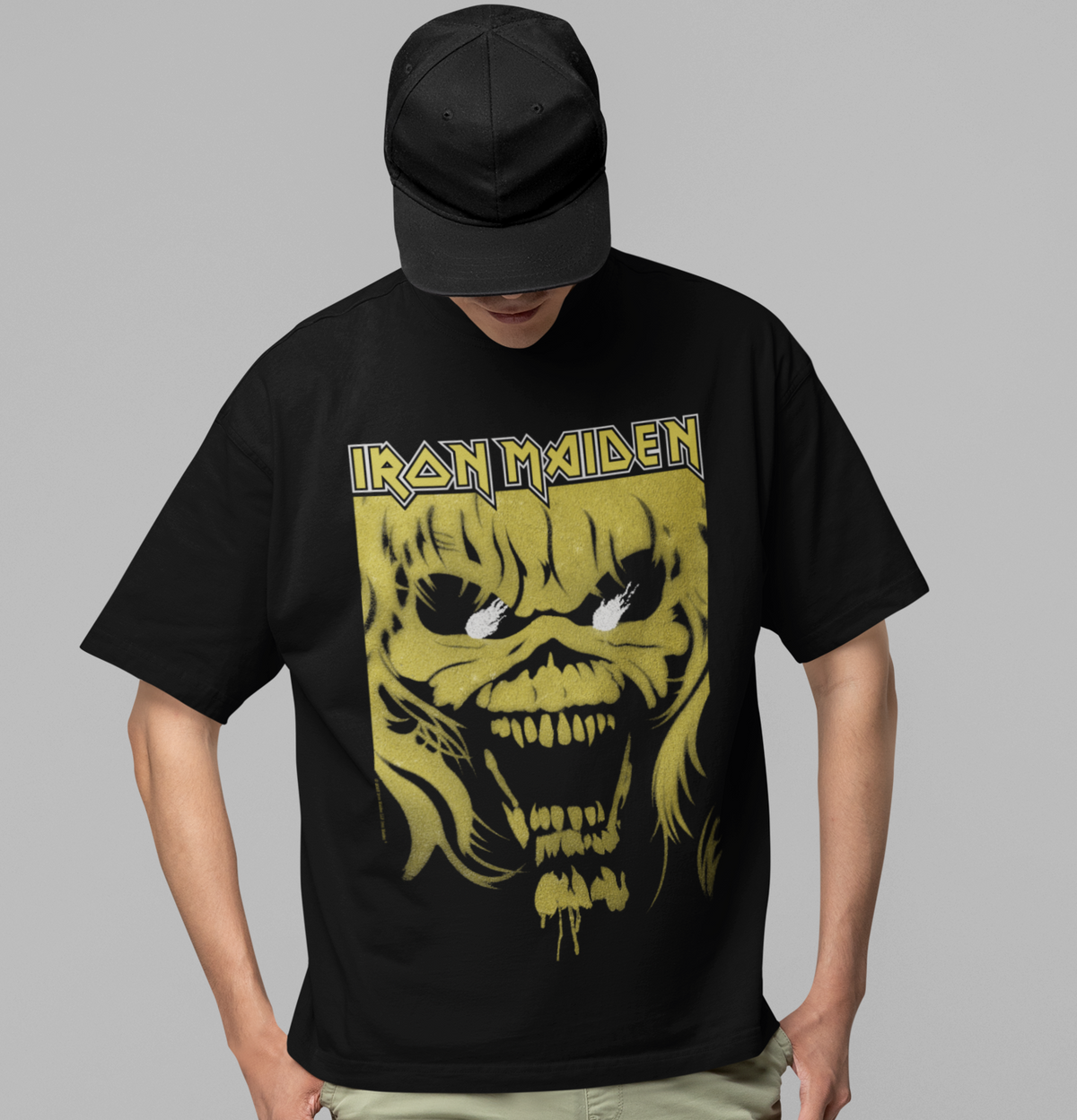 Stakes Iron Maiden Open Mouth Jumbo Print T-shirt Black