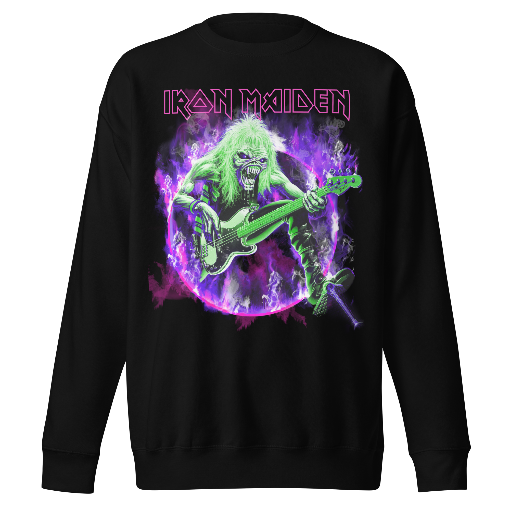 Stakes Iron Maiden Purple Guitar Jumbo Print Sweatshirt Black