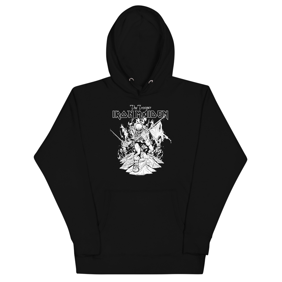 Stakes Iron Maiden Trooper Black and White Classic Hoodie Black