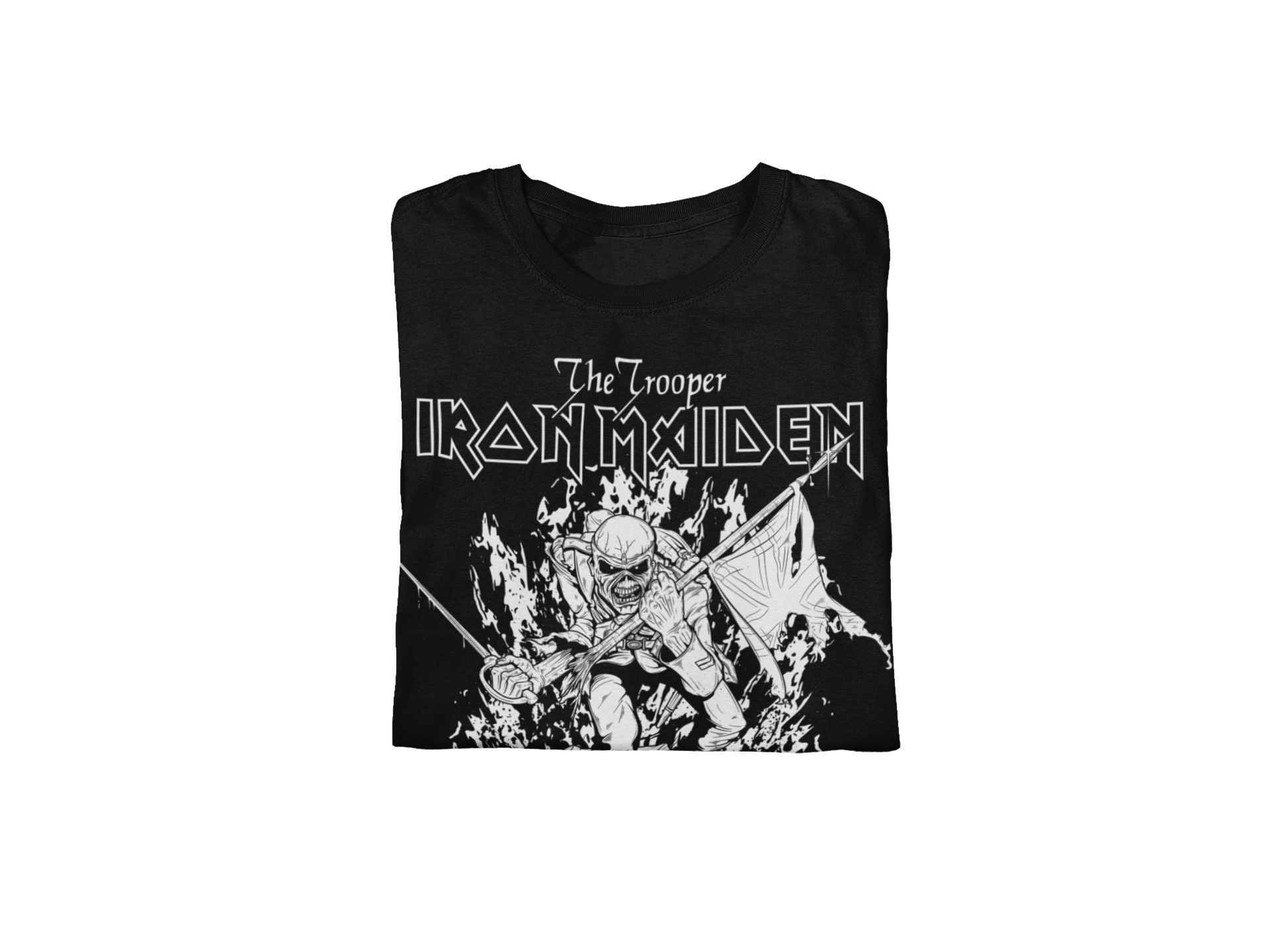 Stakes Iron Maiden - Trooper Black and White Jumbo Print T-Shirt Black