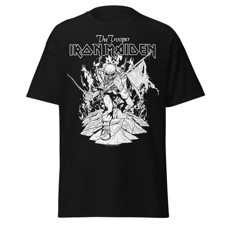 Stakes Iron Maiden - Trooper Black and White Jumbo Print T-Shirt Black