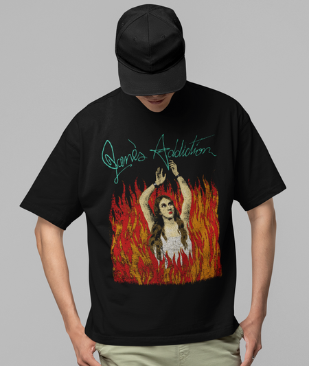 Stakes Jane's Addiction - Flames Jumbo Print T-Shirt Black