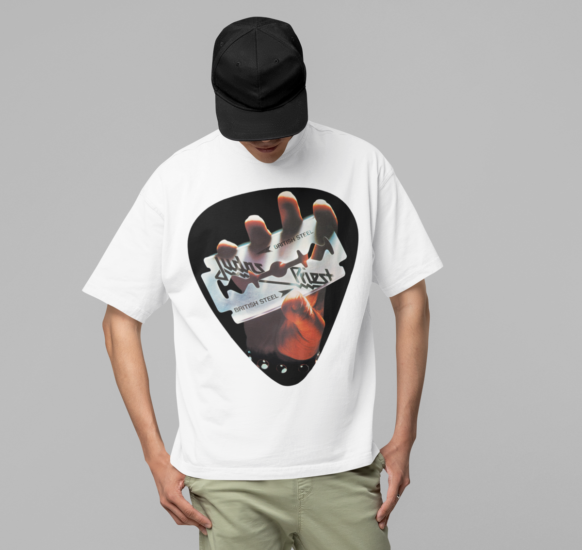 Stakes Judas Priest - British Steel Jumbo Print T-Shirt White