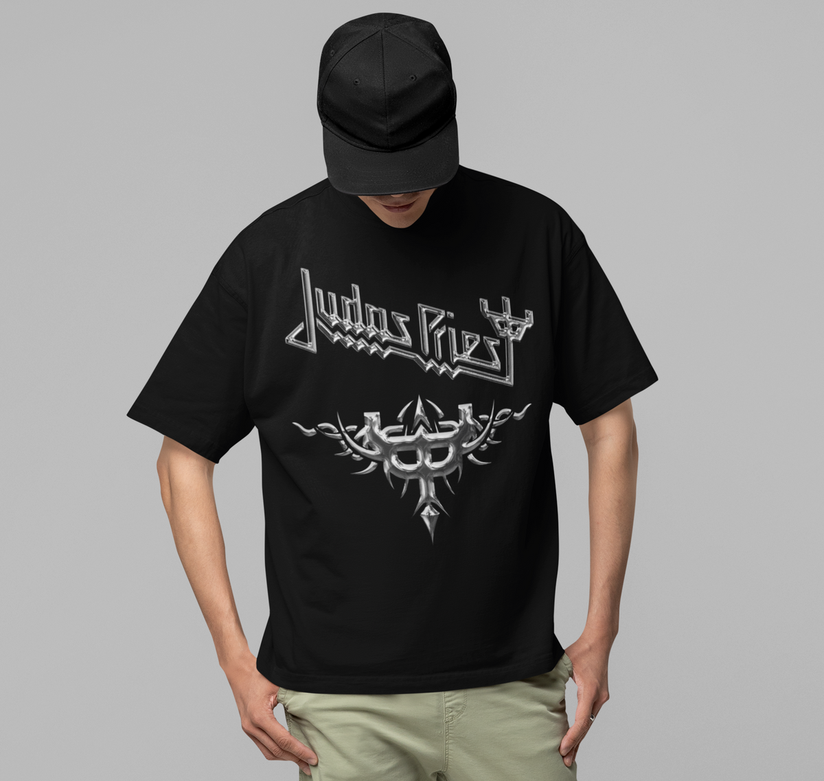 Stakes Judas Priest - Liquid Metal Logo Jumbo Print T-Shirt Black