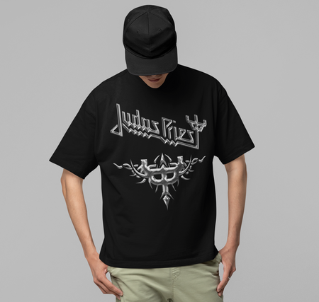 Stakes Judas Priest - Liquid Metal Logo Jumbo Print T-Shirt Black