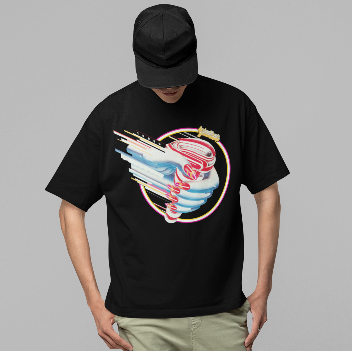 Stakes Judas Priest - Turbo Hand Jumbo Print T-Shirt Black