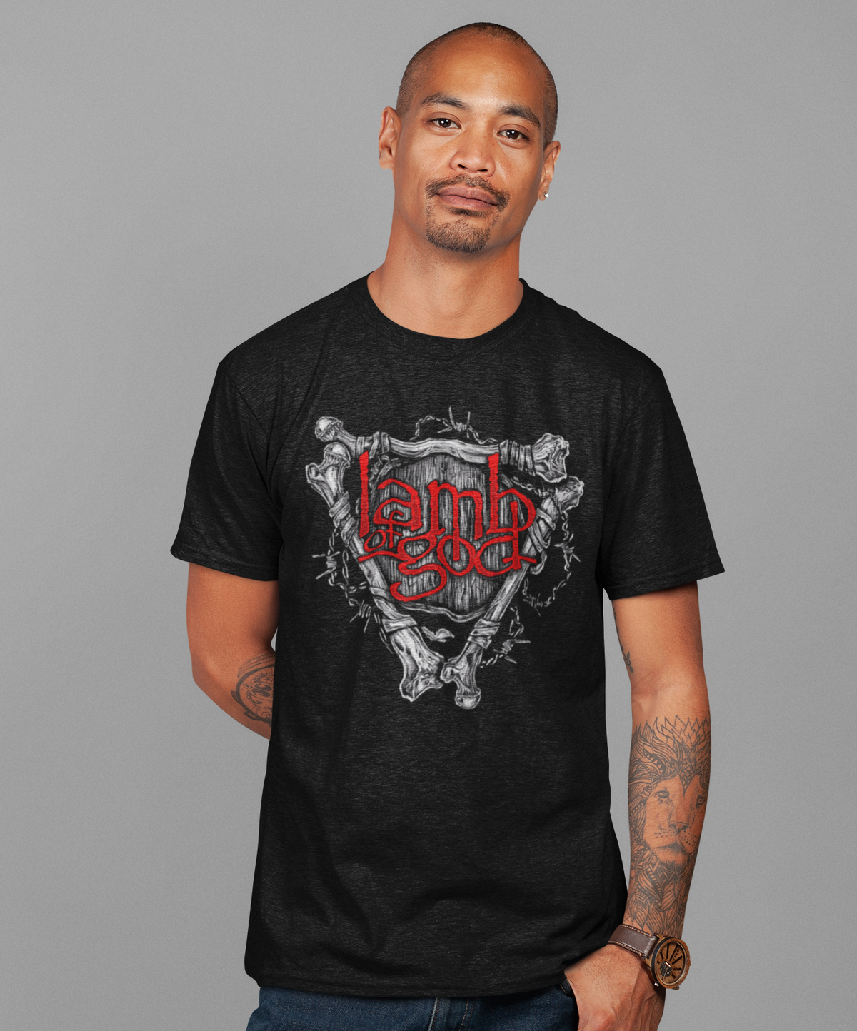 Stakes Lamb Of God - Bones Jumbo Print T-Shirt Black