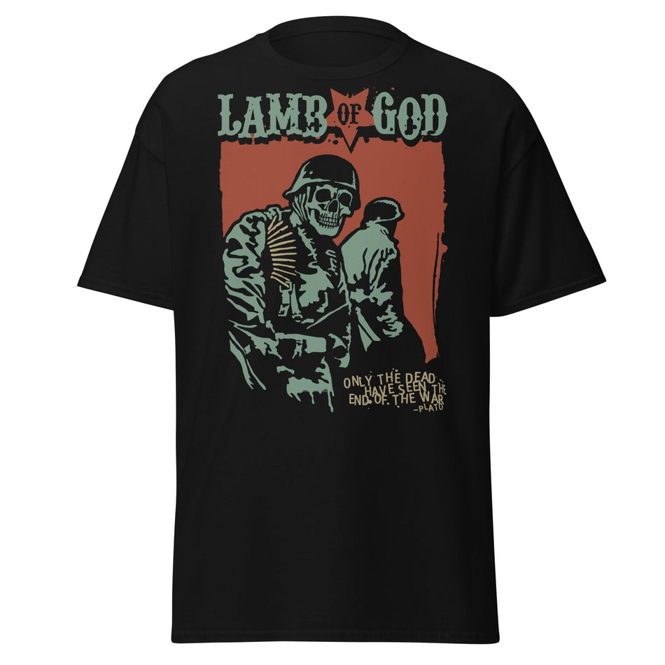 Stakes Lamb Of God - Skeleton Army Plato Quote Jumbo Print T-Shirt Black