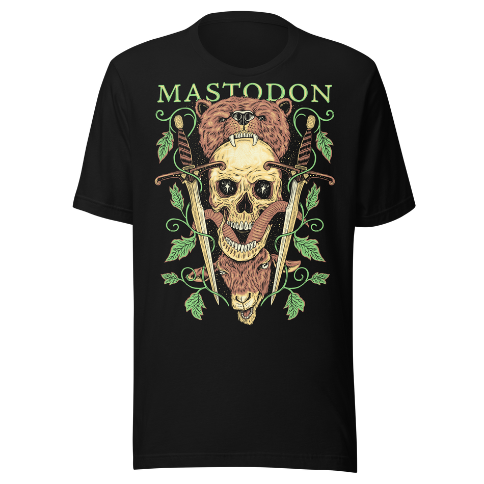 Stakes Mastodon - On the Road Jumbo Print T-Shirt Black