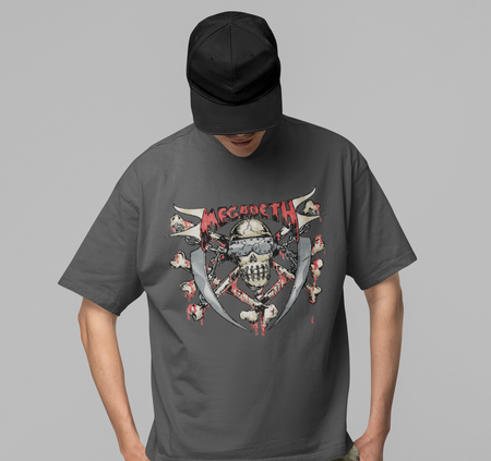 Stakes MegaDeth - Hand Painted Vic Jumbo Print T-Shirt Gray
