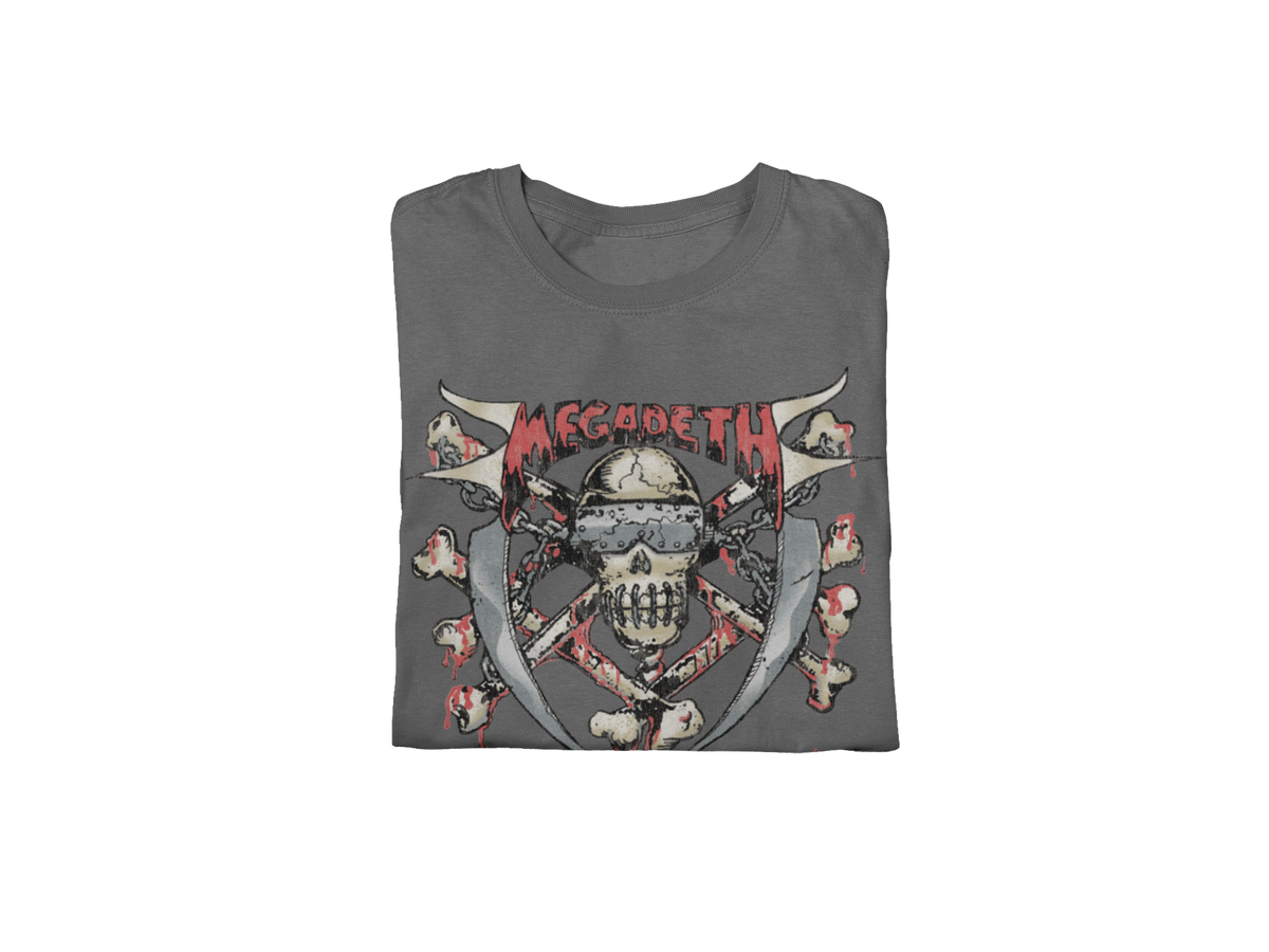 Stakes MegaDeth - Hand Painted Vic Jumbo Print T-Shirt Gray
