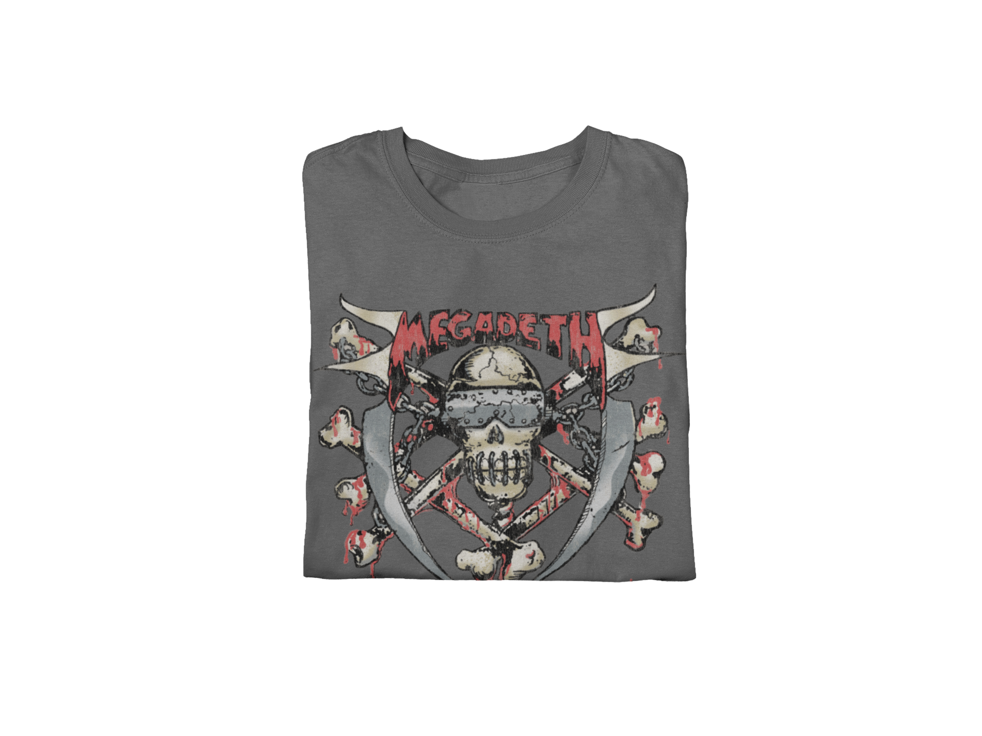 Stakes MegaDeth - Hand Painted Vic Jumbo Print T-Shirt Gray