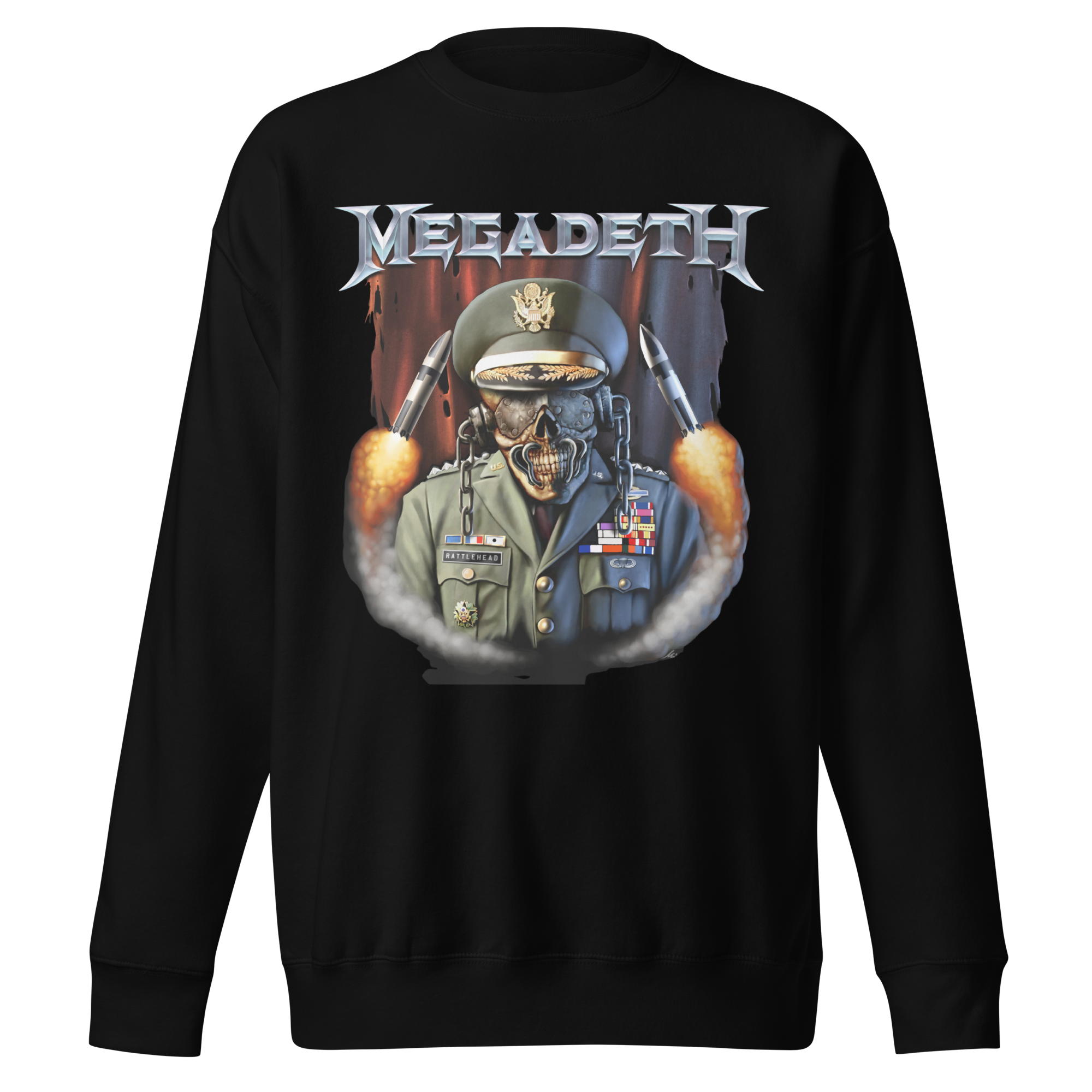Stakes MegaDeth - Rattlehead Vic Jumbo Print Sweatshirt Black