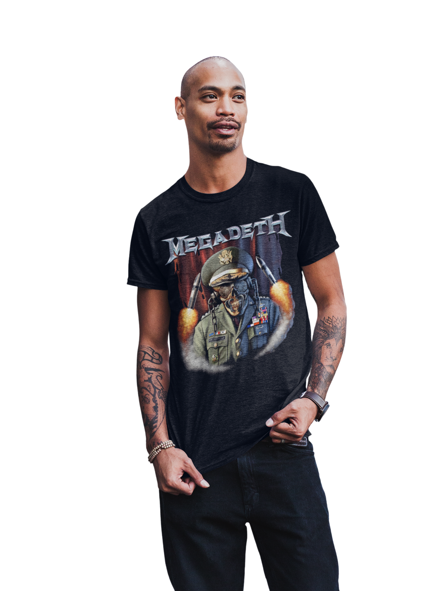 Stakes MegaDeth - Rattlehead Vic Jumbo Print T-Shirt Black